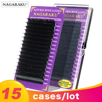 

NAGARAKU 15 cases faux individual eyelashes mink lashes 7-16mm J B C D natural and soft eyelashes cilia lashes eyelash extension