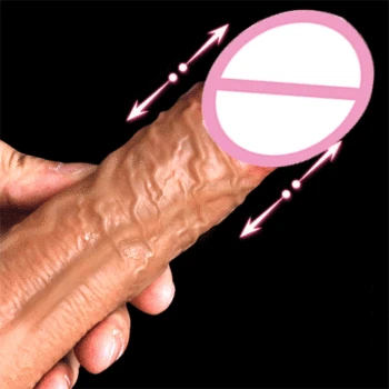 Soft Realistic Big Dildos Suction Cup Phallus Automatic Telescopic Heating Penis Dildo Vibrator Sex Toys For Women Masturbator 3