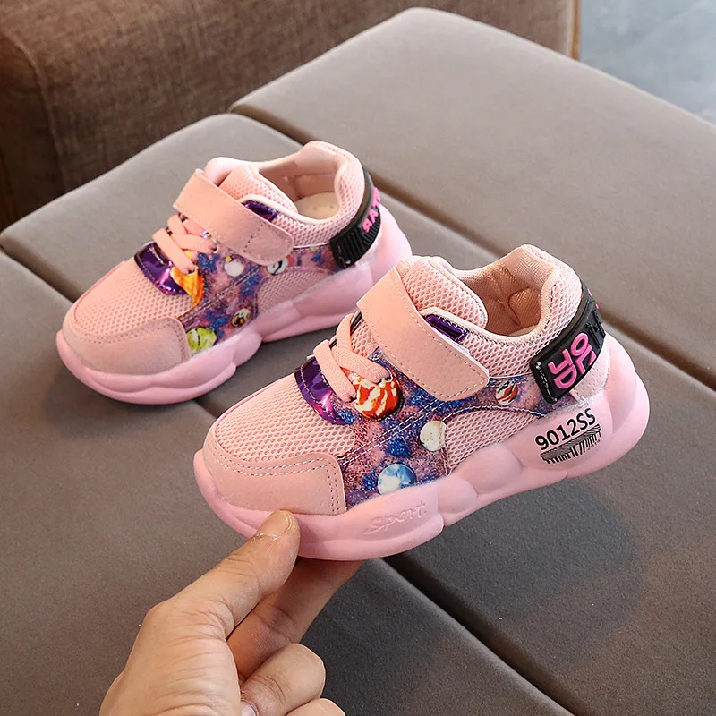 Обувь для маленьких девочек; детские спортивные кроссовки; сезон весна-лето; детская обувь для бега для мальчиков; сетчатые теннисные кроссовки для малышей; 1 Возраст - Цвет: Pink