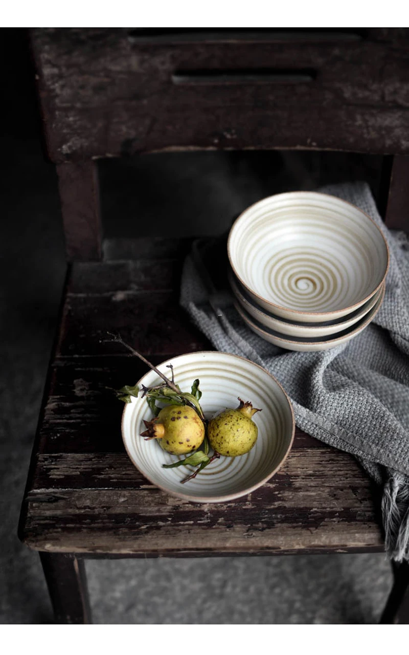 Керамические тарелки ручной работы в стиле ретро, керамическая тарелка в японском стиле, миска для фруктов, пеньковая веревка, ручка, домашний декор, набор посуды 1226