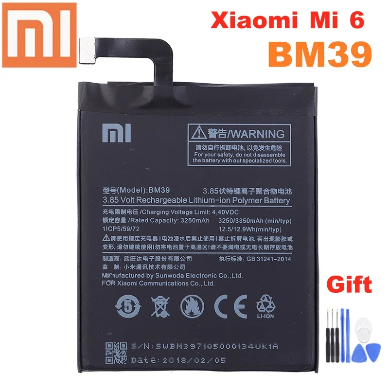 Xiao mi 100% оригинал BM39 3350 мАч батарея для Xiaomi 6 Mi Mi6 высокое качество сменные батареи телефона|Аккумуляторы