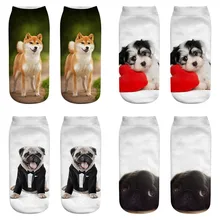 Осень-зима, милые носки с 3D принтом собаки, женские забавные эластичные носки с животными Kawaii, Calcetines Invisibles, 20 см, носки