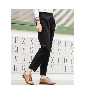 

INMAN 2017 Winter New Arrival Pure Color Casual Straight Leg Skinny Black Pencil Trouser