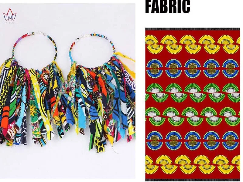 Африканская ткань серьги из ткани ручной работы серьги с кисточками для женщин Африканский принт Анкара большие серьги WYB1198 - Окраска металла: 2