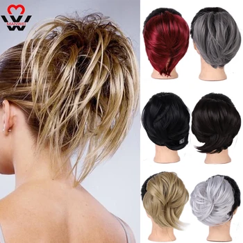 

MANWEI Synthetic Tousled Flexible Hair Bun Straight Donut Chignon Elastic Messy Scrunchies Wrap For Ponytail Extension For Women