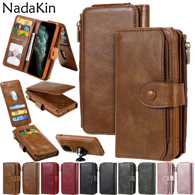 

Luxury Zipper Wallet Phone Purse Cover for Samsung Galaxy S10E S10 5G S9 S8 Note 10 Plus 8 9 Book Shell Universal Case