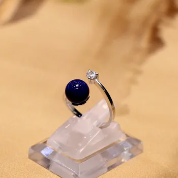 

2019 Top Fashion Real Women Party Anel Feminino Character Product Fashion Elegant Natural Lazuli S925 Pure Ring Opening Design