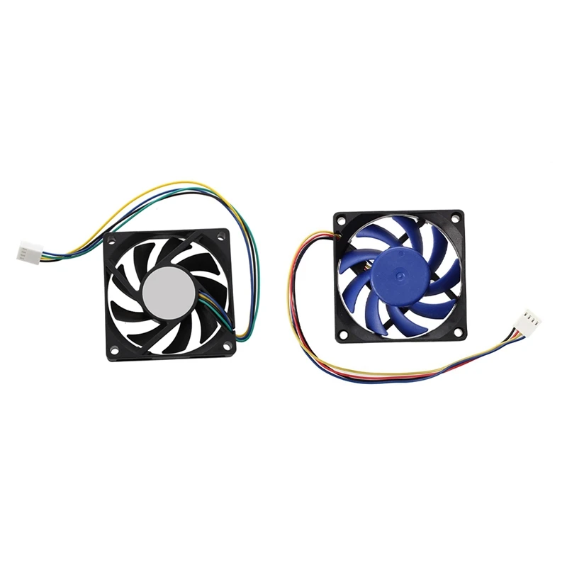 2 Pcs 70X70X15mm 12V 4 Pins PWM PC Computer Case CPU Cooler Cooling Fan |