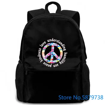 

PEACE KINDNESS LOVE PEACE SIGN HEARTS BE KIND Style Vintage Personality women men backpack laptop travel school adult