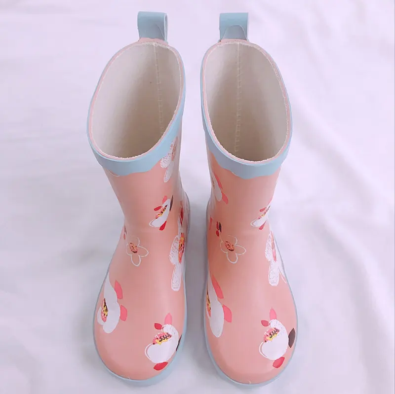 Celveroso/непромокаемые сапоги для девочек; милые детские резиновые сапоги с рисунком; Kalosze Dla Dzieci; Водонепроницаемая детская обувь - Цвет: Розовый