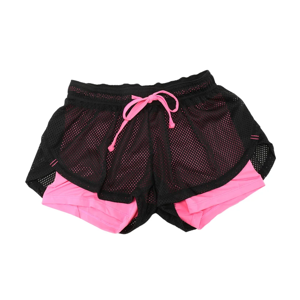 Модные сексуальные женские спортивные шорты два слоя анти-опорожненная сетка хлопок шнурок быстросохнущие шорты из полиэстера