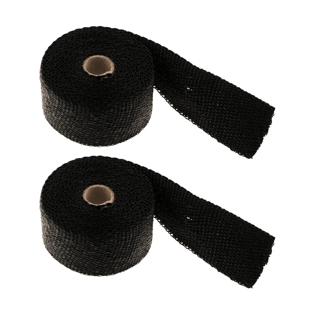 Exhaust Wrap Header Wrap Exhaust Heat Wrap Tap Kit for Car Motorcycle, 2 Rolls of 2Inch  x50Ft