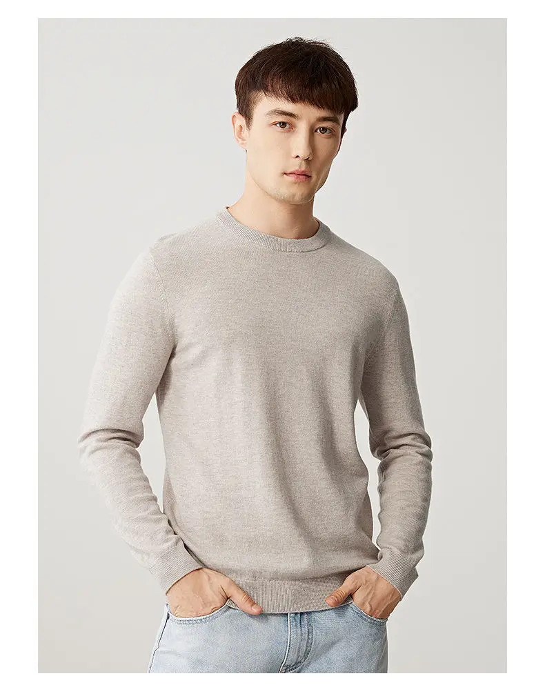 6Colors Sweater Pullovers Men 100% Merino Wool Sweater Jumpers Man Winter Warm Mercerizing Fleece Sheep woolen Male knitwear 4XL 07