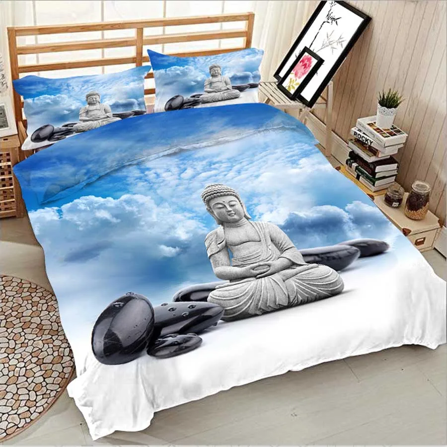

WOSTAR king size bedding set 3d duvet cover and pillowcase luxury home textiles linens bedclothes 2/3pcs Religious Buddha