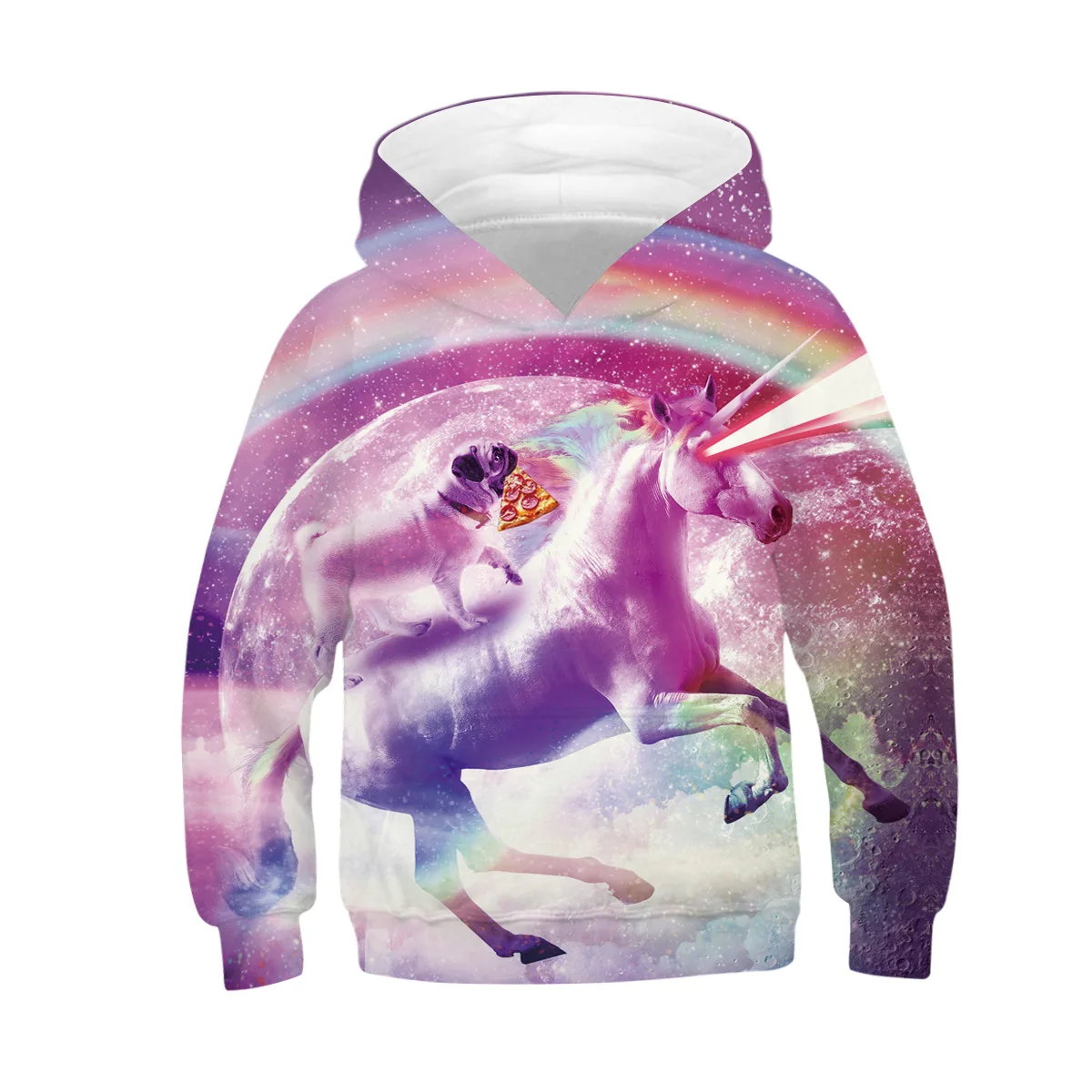 Kids Hoodies Teen Girls Boys Clothes Wolf Fox Lion King 3D Animal Digital Print Children Sweatshirt Long Sleeve Hooded Girl Tops - Цвет: XT308-Purple