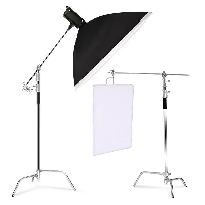 Metal Height 2.6M/8.5FT Adjustable Reflector Tripod Stand with Holding Arm 2pc Grip Head for Photography Studio Video Equipment light stand photographic light stand