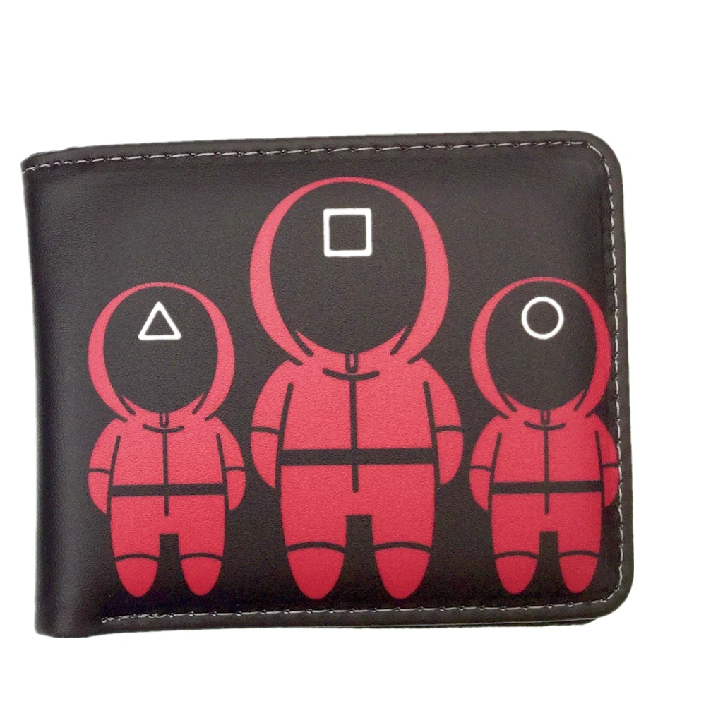PU Leather Men Wallet Adult Squid Game Cosplay Bifold Short Purse With Coin Pocket Card Holder