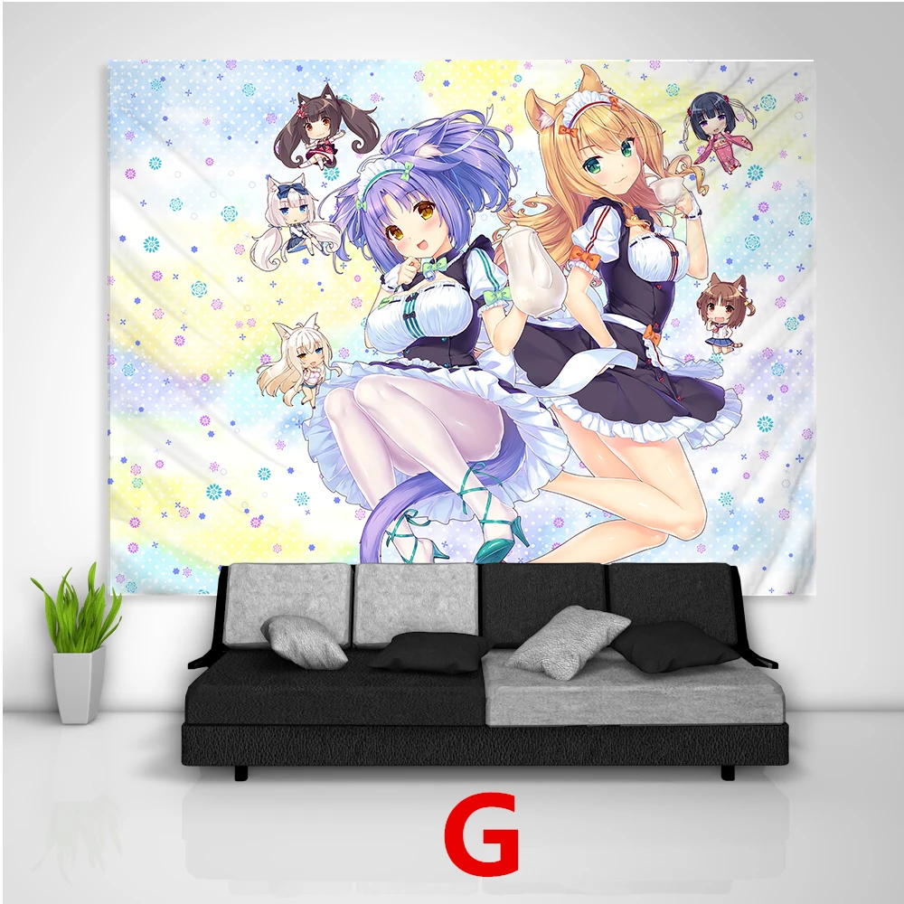 Nekopara Chocola ванильный гобелен искусство настенные Чехлы для дивана, стола, кровати, домашний декор, подарок для общежития - Цвет: G