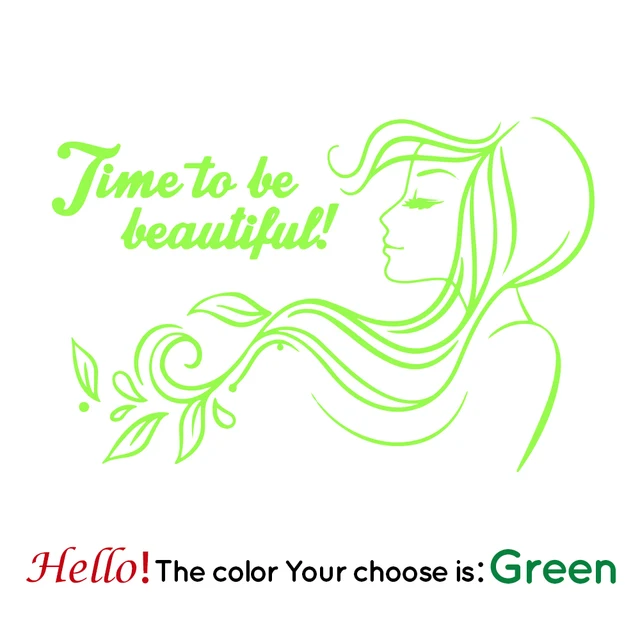 Fun Beautifil girl Wall Sticker Home Decor Decals For Woman Bedroom Vinyl Stickers Woman Beauty Quote Wallpaper Poster Mural green