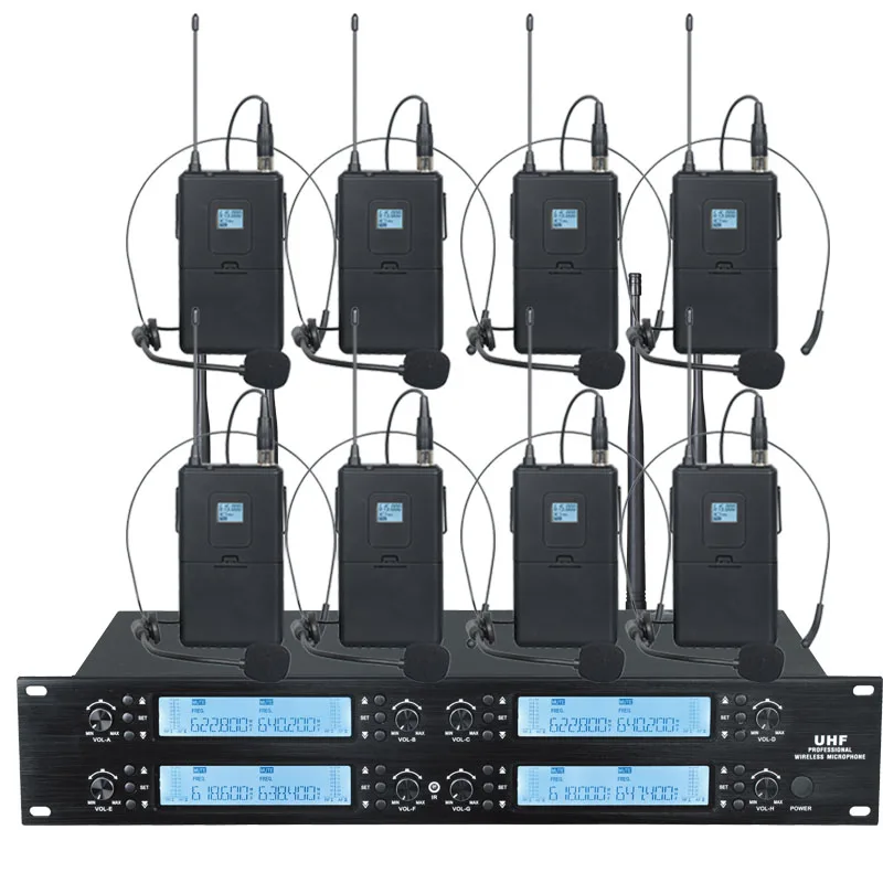 Профессиональный беспроводной микрофон UHF 8-channel Регулируемая частота динамический экран дисплей KTV конференции вокальный микрофон