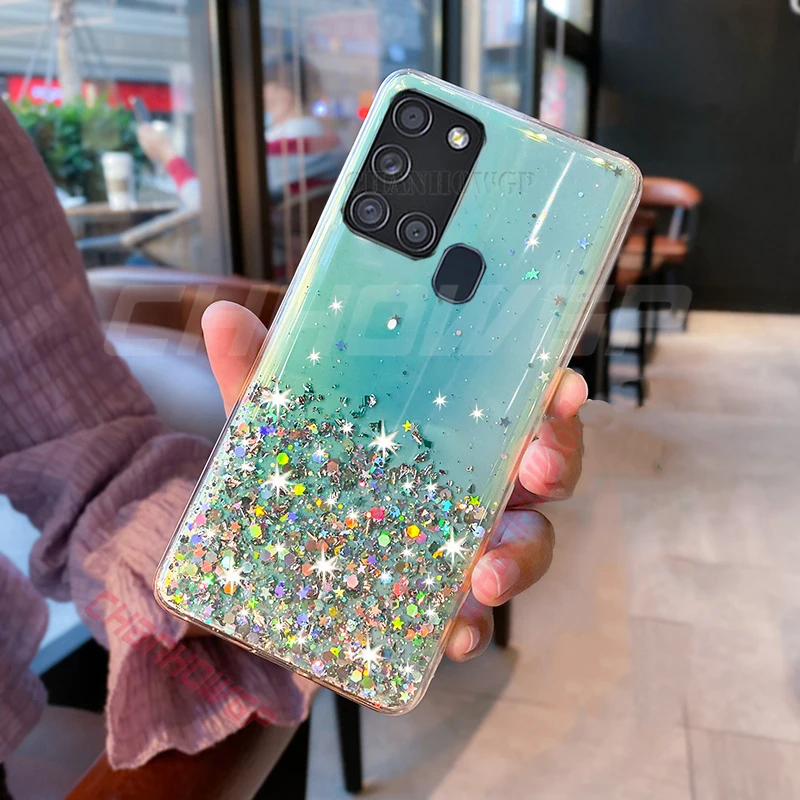 Glitter Samsung A21 Case Cover Fashion Glitter Soft Case For