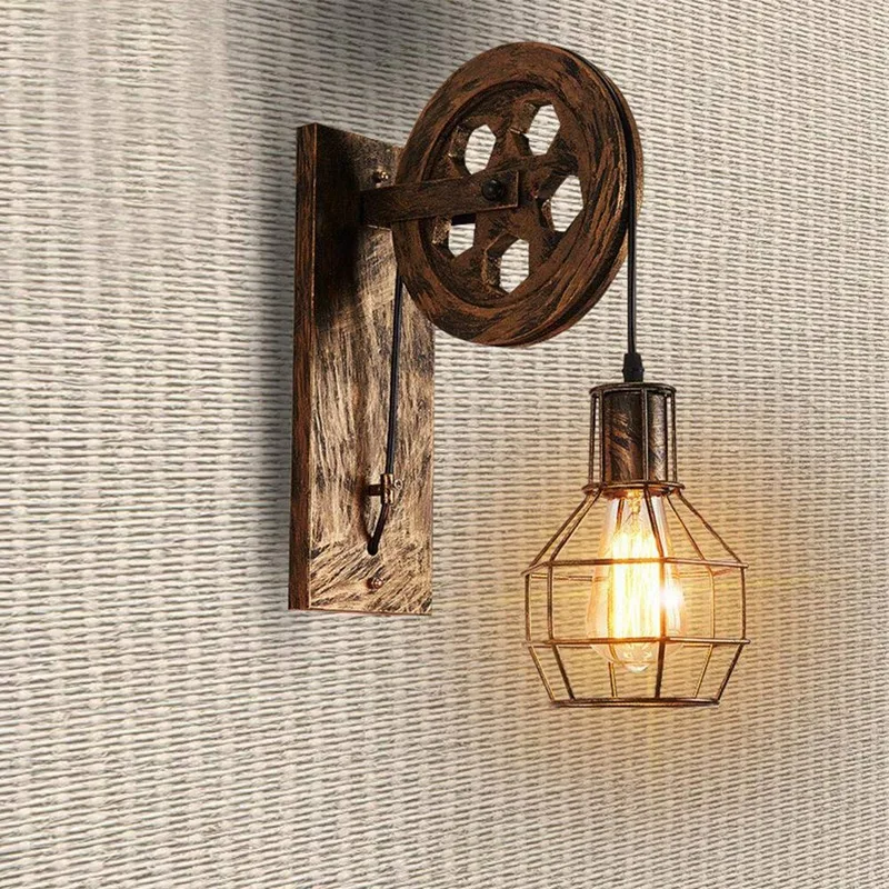 Ретро Лофт светильник подвесной светильник подъемный шкив настенный светильник для ресторана прохода паба кафе Светильник Бра фонарь