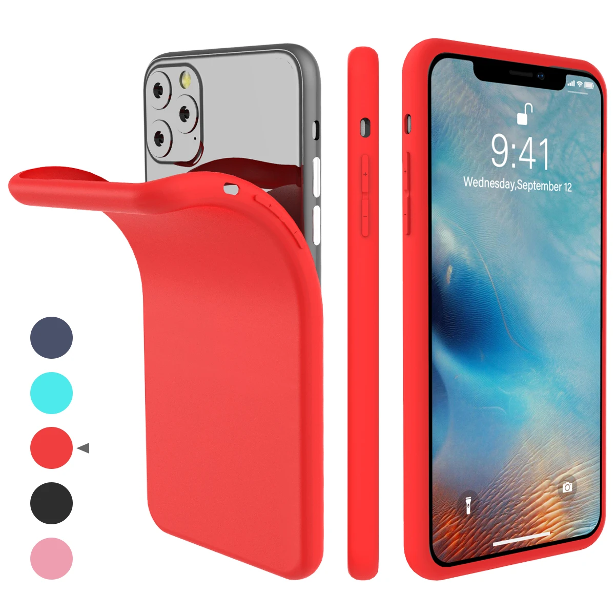 

For iPhone 11 Pro Max 6.5 11 Pro 5.8 11 Case Silicon Slim Soft TPU Bumper Built-in Velvet Material Shockproof Cover Candy Color