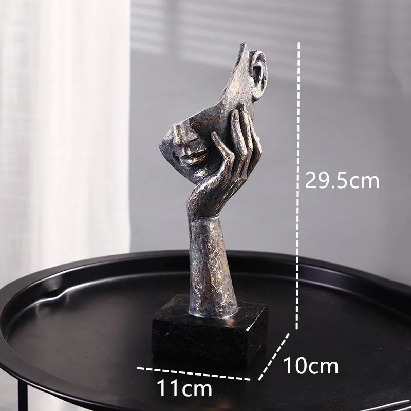 Decorative Statues Cyan Gold Face Mask Sculptures For The Room Couple Gift Room Ornaments Home Decor Craft Desktop Accessories