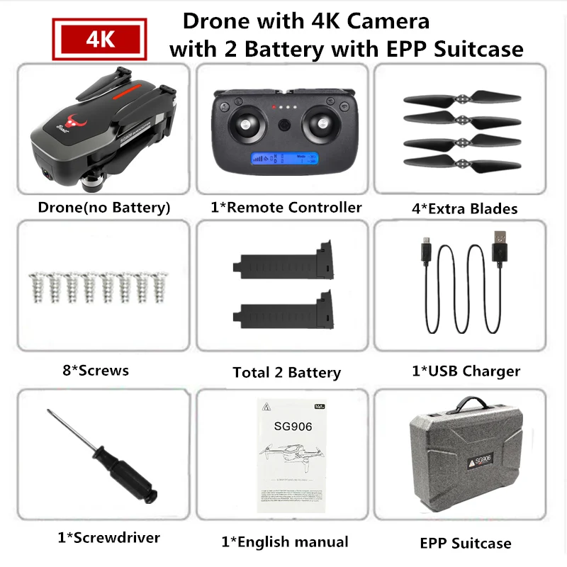 ZLRC SG906 gps Дрон 4K Квадрокоптер с 5G Wifi FPV камерой бесщеточный Дрон селфи складной Квадрокоптер VS SJRC F11 Pro X9 B4W - Цвет: B8 4K 2B EPP Box