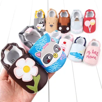 

2020 Baby Shoes Newborn Boys Girls cartoon First Walkers Kids Toddlers PU Leather Soft Soles Baby Shoes 0-18 Months