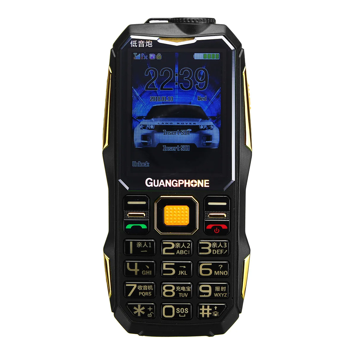 GUANGPONE для пожилых 2,6 '', мобильный телефон для пожилых людей, 16800 мА/ч, 3G, кнопка SOS, фонарик, фонарь, две sim-карты, большой динамик, длинный режим ожидания - Цвет: Черный