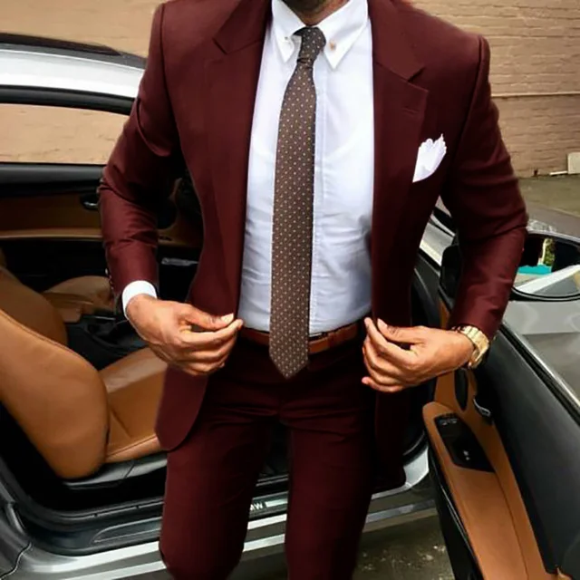Fashion Brown Men Suit Costume Homme 