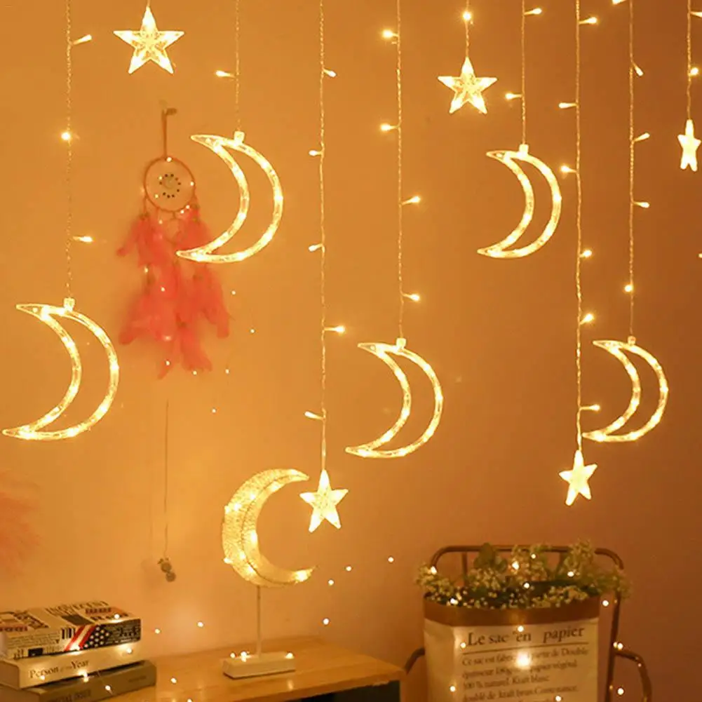 Newest LED Curtain String Lights Star Moon Decorative Lamp for Christams Party Decoration European Regulation 220V Newest LED Curtain String Lights Star Moon Decorative Lamp for Christams Party Decoration European Regulation 220V