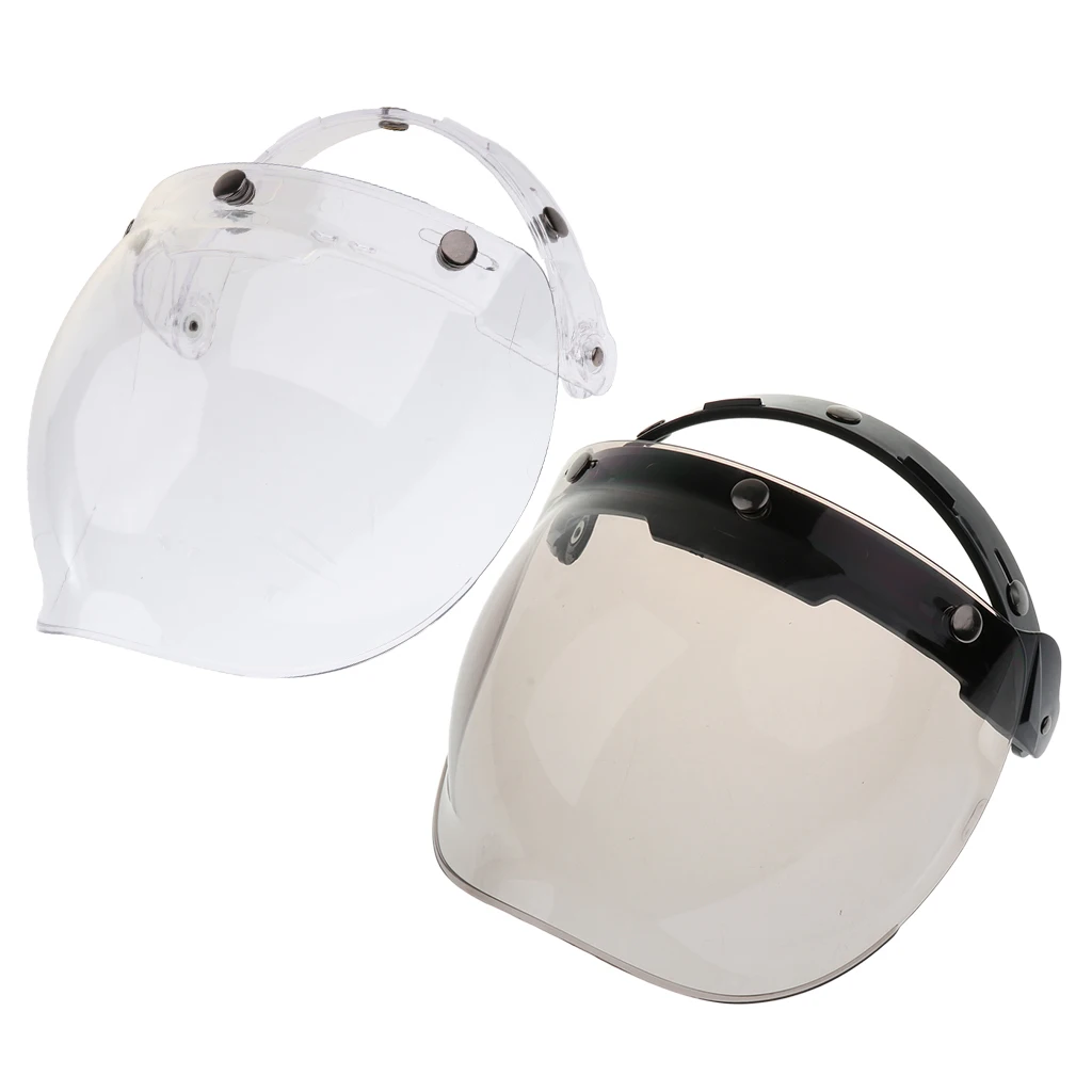 2x 3-Snap Bubble Wind Shield Visor For Universal Motorcycle Helmet