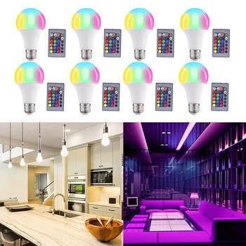

E27 LED Color Changing Light Bulb With Remote Control Indoor Home Decoration