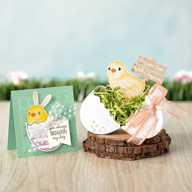 

Metal Cutting Dies and Rubber Stamps for Scrapbooking Crafts Chick eggshell Stencils Card Making Album Sheet Decoration Stamps