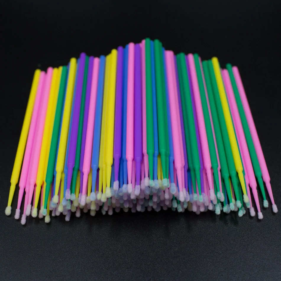 100pcs Disposable Micro Brush Individual Eyelash Extension Brush 5 Color Mascara Applicators Sticks Lash Removing Makeup Tools