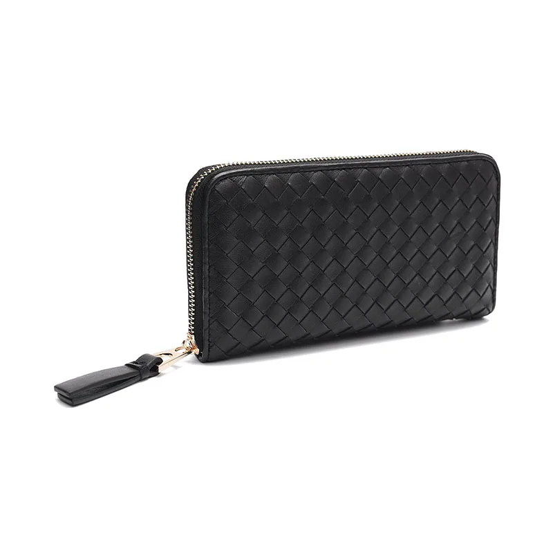 

2019 New Style Sheepskin Bag Weaving Clutch Purse Card Wallet Small Ultra-Thin Simple Large-Volume