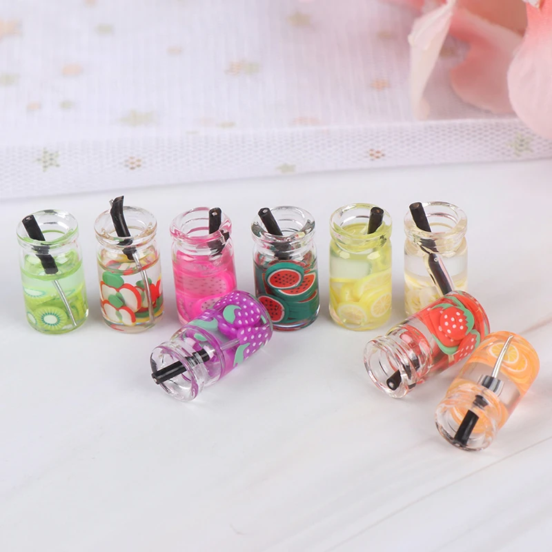 

1:12 Dollhouse Miniature Food Mini Resin Fruit Bottle Simulation Drinks Model Toys Fruit Drink Play Dollhouse Model Toys