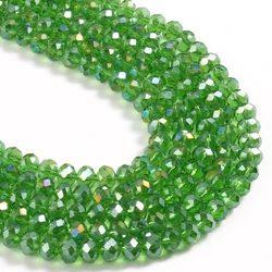 Elegant Faceted Black Crystal Glass Beads for DIY Jewelry and Crafting - Round Rondelle Shape, Various Sizes for Bracelets and Necklaces, Wholesale (Green)