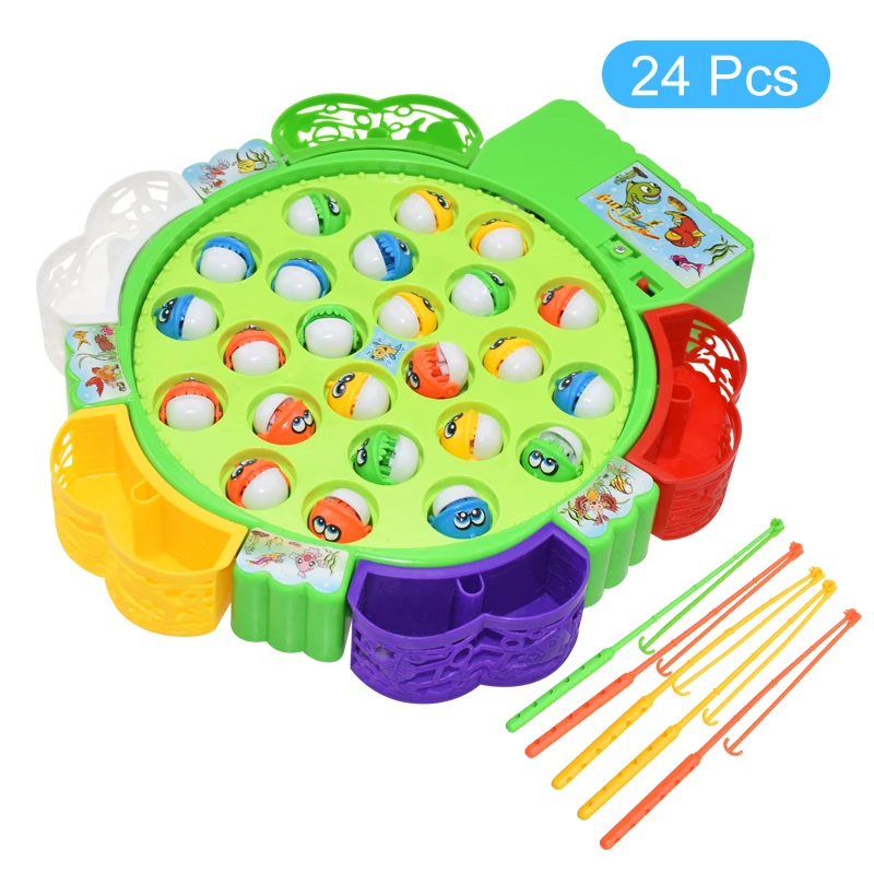 Kids Fishing Toys Electric Rotating Fishing Play Game Musical Fish Plate Set Magnetic Outdoor Sports Toys for Children Gifts 16