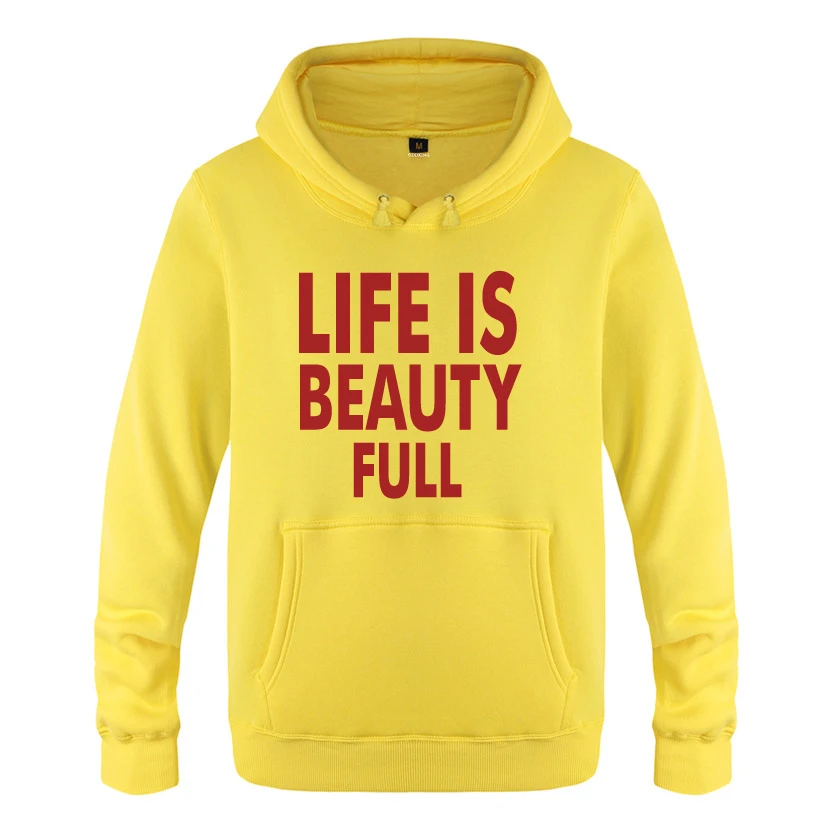 Life Is beauty, мужские свитшоты с буквенным принтом,, мужские флисовые пуловеры с капюшоном, толстовки - Цвет: HUAY HOT