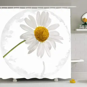 

Shower Curtain Set with Hooks 66x72 Artist Freshness Flowers Digital On Garden Painting Single Ornament Chamomile Beauty Flower