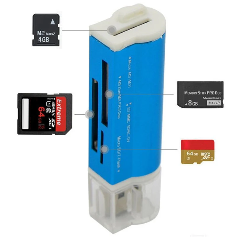 Мульти все в 1 Micro USB 2,0 считыватель карт памяти Адаптер для Micro SD SDHC TF M2 MMC MS PRO DUO кардридер