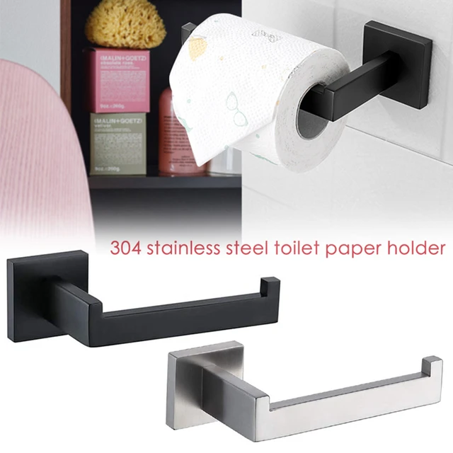 New 1pc Matte Black Toilet Paper Holder Wall Mount Tissue Roll Hanger 304  Stainless Steel Bathroom