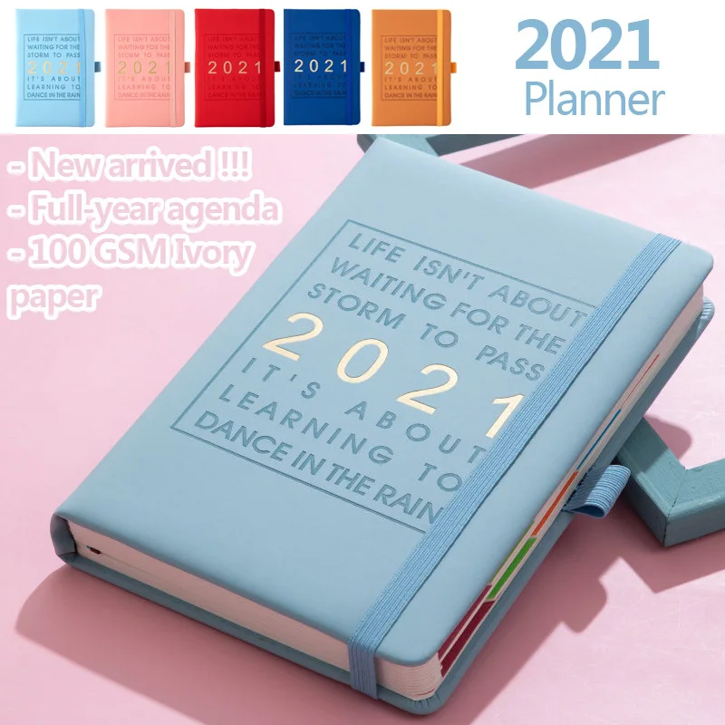 

English Agenda 2021 Planner Organzier A5 Office Diary Notebook and Journal Weekly Dialy Notepad Plan School Note Book Calendar