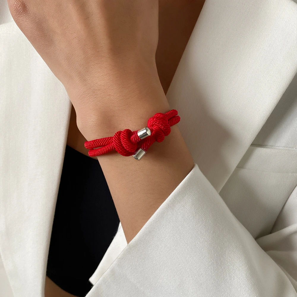 Pulseras de cuerda roja para protección, de la buena para el éxito y la prosperidad, pulseras de cuerda hechas a mano, brazaletes con dijes de la suerte, regalos|Pulseras de amuleto| -