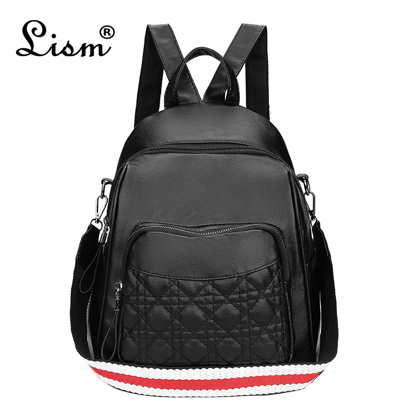 

Backpack high quality rhombic large capacity personality women's backpack 2019 new brand designer design leisure travel bag blac