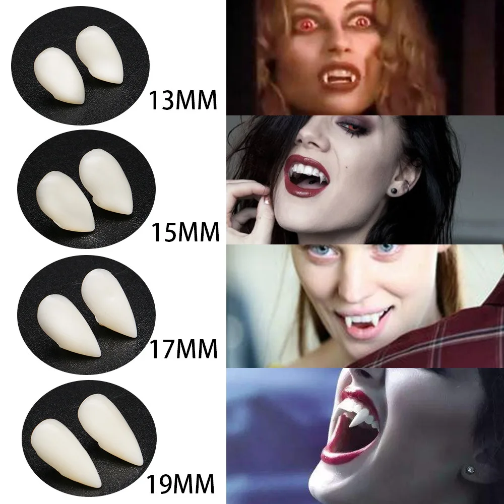 1 Pair 4 Sizes Vampire Teeth Dentures Prop Halloween Fangs Cosplay Party False DIY Decorations |