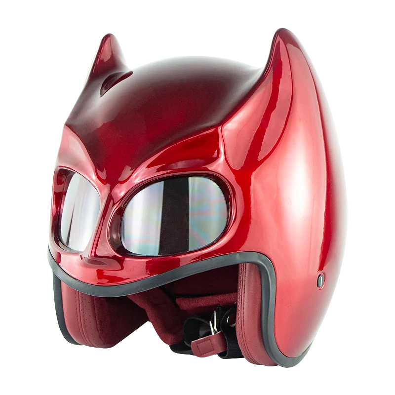 Kask летучая мышь человек moto rcycle шлем Iroman с открытым лицом Casco летучая мышь Capacete moto DOT одобрение casco de moto cascos capacetes шлемы - Цвет: red